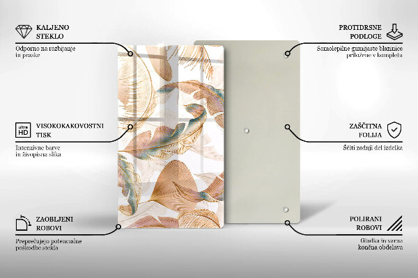 Cubre encimera Plumas y hojas boho.