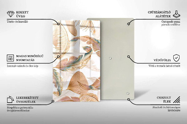 Cubre encimera Plumas y hojas boho.