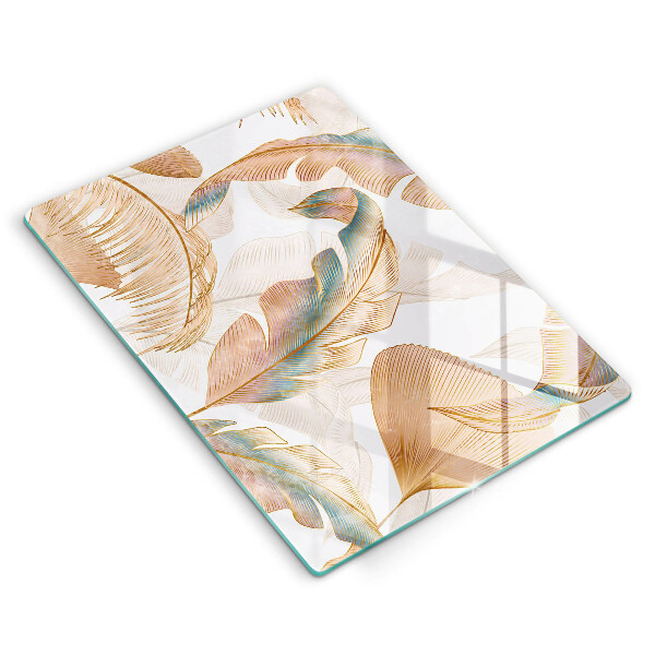 Cubre encimera Plumas y hojas boho.