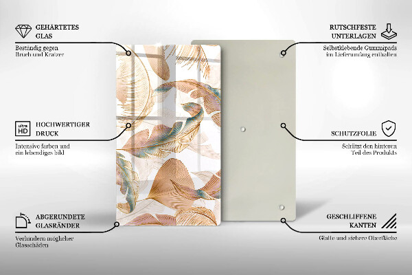 Cubre encimera Plumas y hojas boho.