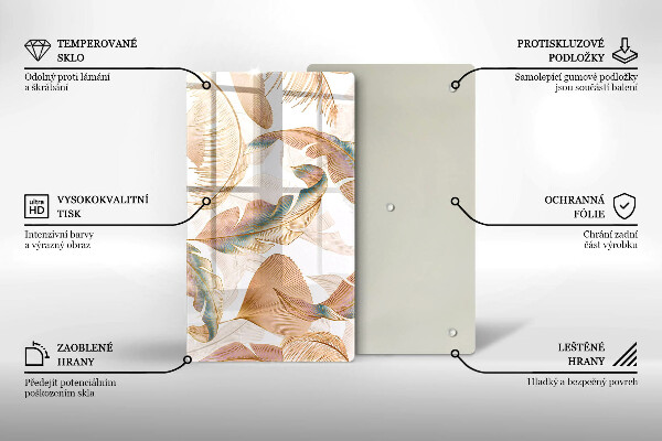 Cubre encimera Plumas y hojas boho.