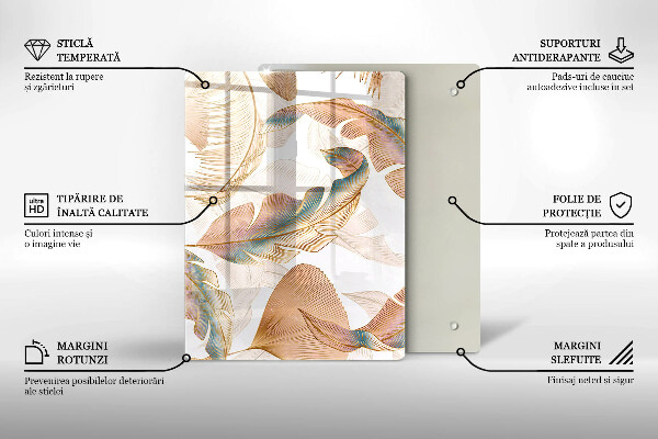 Cubre encimera Plumas y hojas boho.