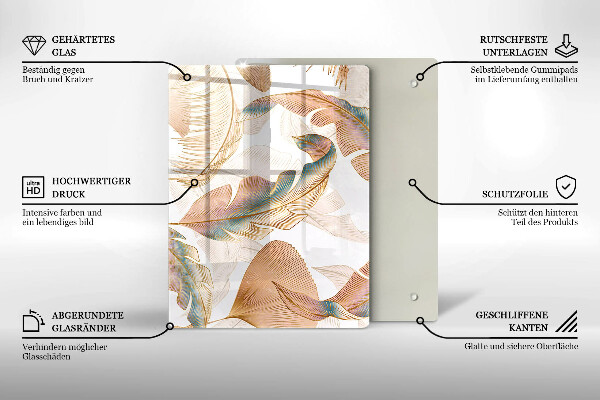 Cubre encimera Plumas y hojas boho.