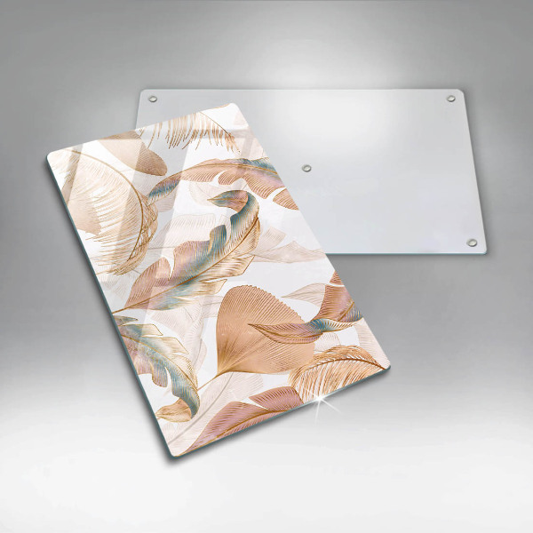 Cubre encimera Plumas y hojas boho.