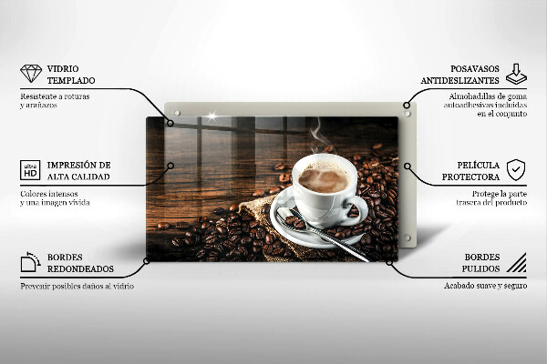 Cubre vitrocerámica Taza y granos de café.