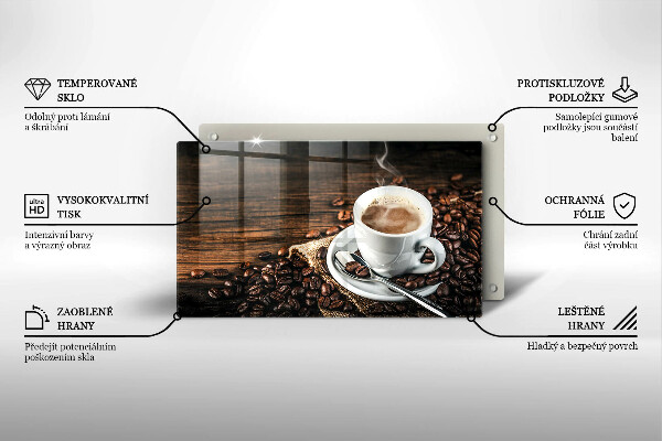 Cubre vitrocerámica Taza y granos de café.