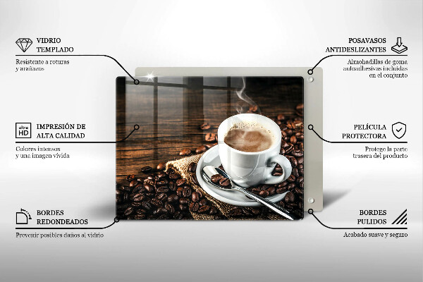 Cubre vitrocerámica Taza y granos de café.