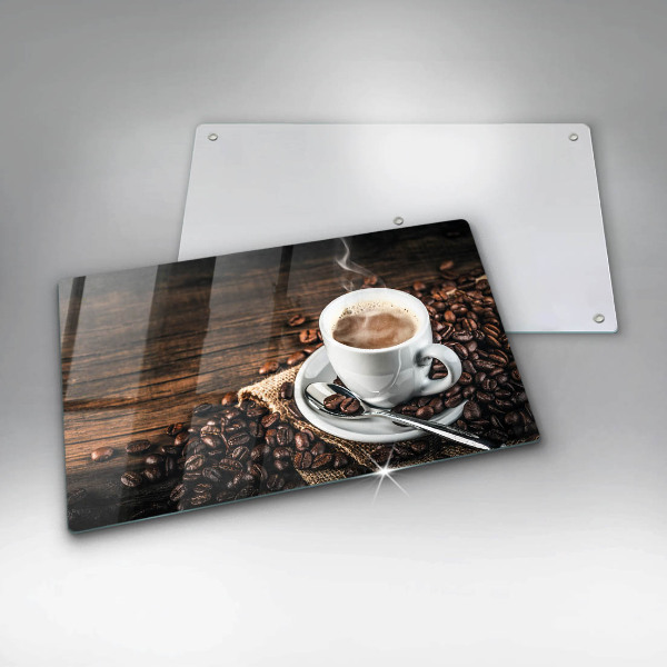 Cubre vitrocerámica Taza y granos de café.