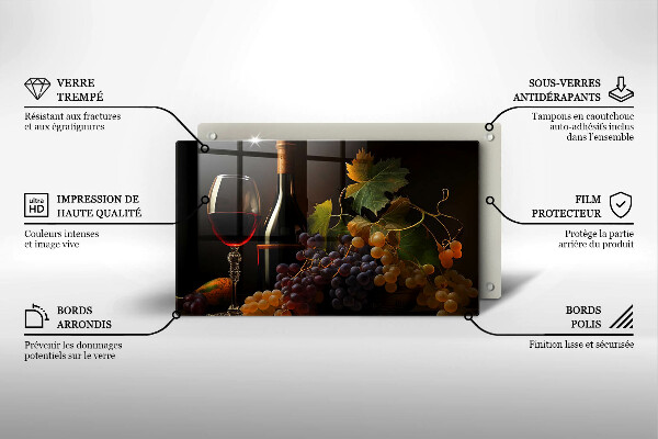 Cubre vitrocerámica Copa de vino y uvas