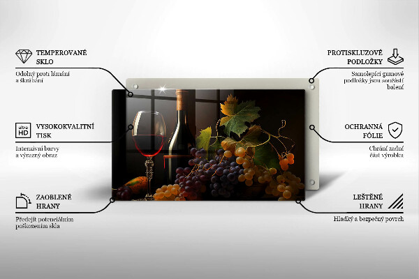 Cubre vitrocerámica Copa de vino y uvas