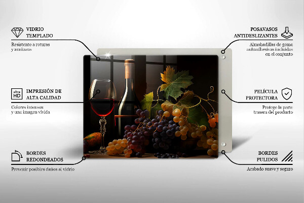Cubre vitrocerámica Copa de vino y uvas