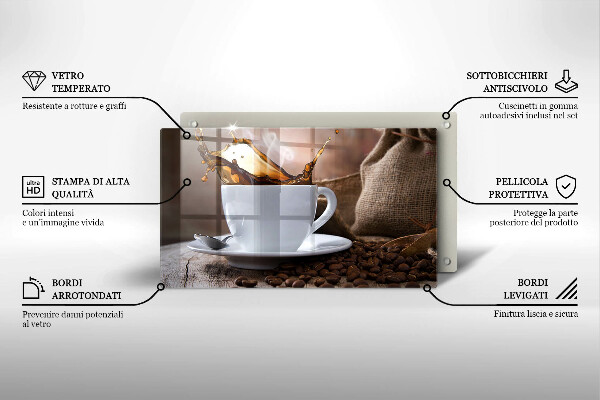 Cubre vitrocerámica Taza y granos de café.