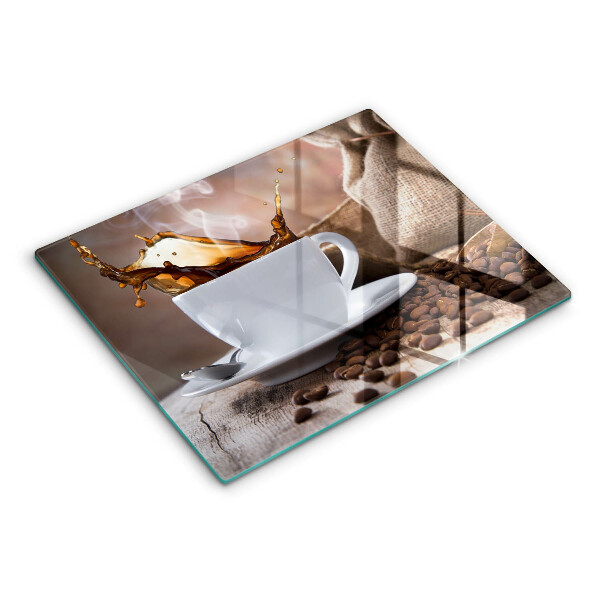 Cubre vitrocerámica Taza y granos de café.