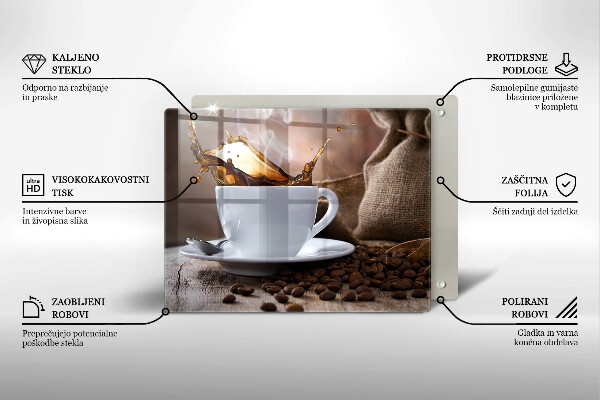 Cubre vitrocerámica Taza y granos de café.