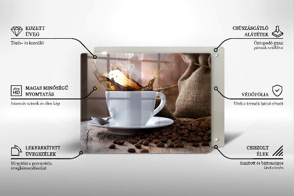 Cubre vitrocerámica Taza y granos de café.