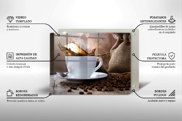 Cubre vitrocerámica Taza y granos de café.