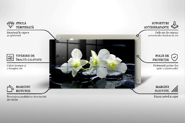 Cubre vitrocerámica Flores blancas en agua Zen.