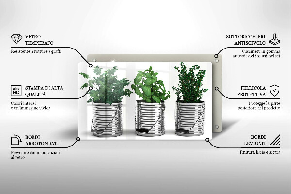 Cubre vitrocerámica Macetas con plantas herbáceas