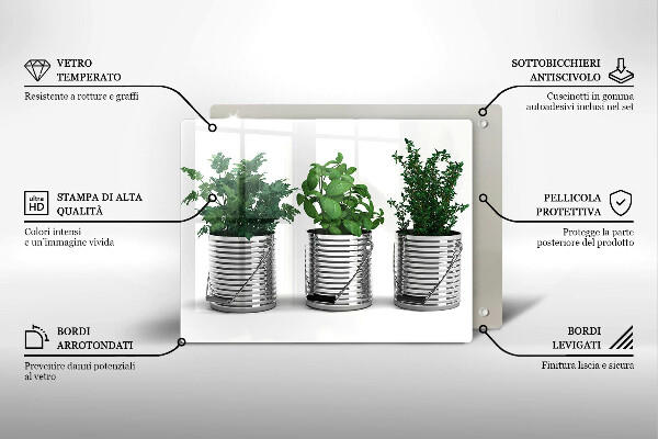 Cubre vitrocerámica Macetas con plantas herbáceas