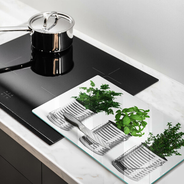 Cubre vitrocerámica Macetas con plantas herbáceas