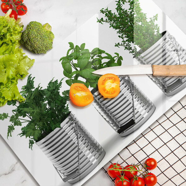 Cubre vitrocerámica Macetas con plantas herbáceas