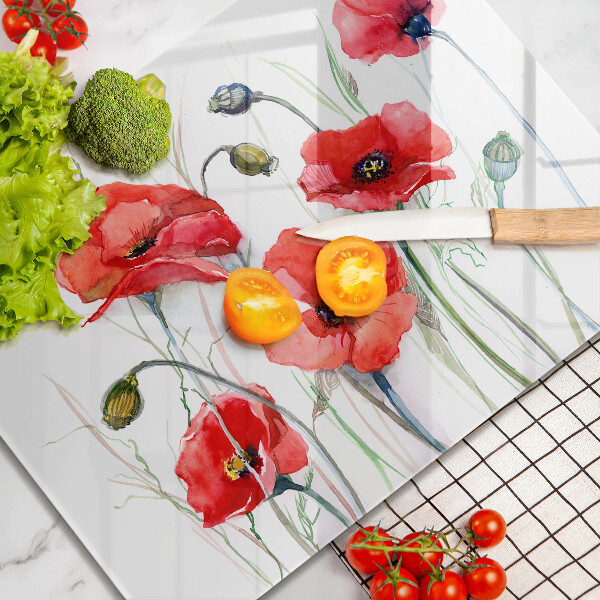 Cubre vitrocerámica Flores de amapolas rojas