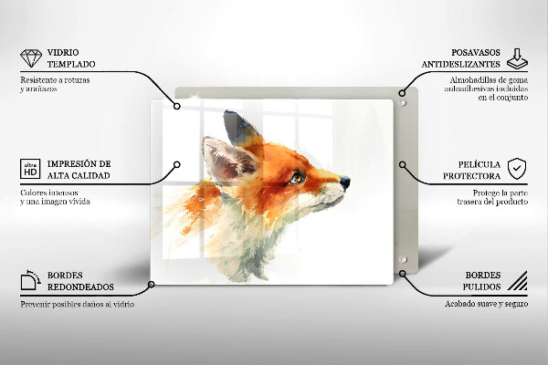 Cubre vitrocerámica zorro pintado