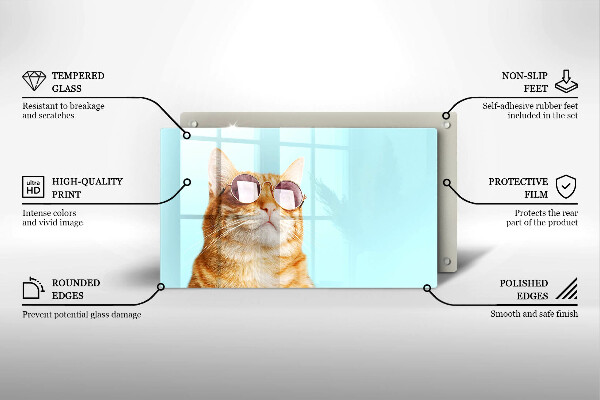 Cubre vitrocerámica Gato rojo con gafas