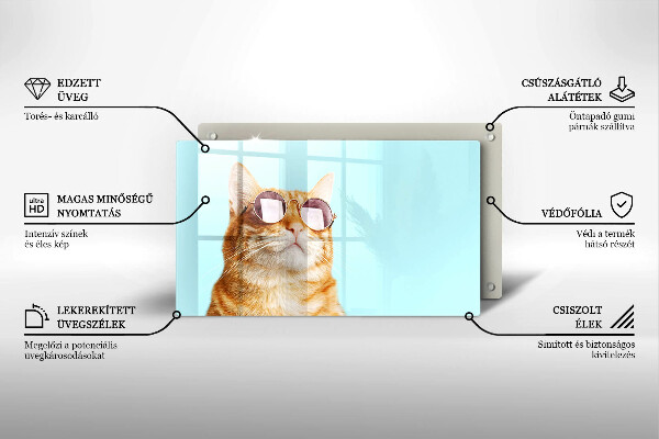 Cubre vitrocerámica Gato rojo con gafas