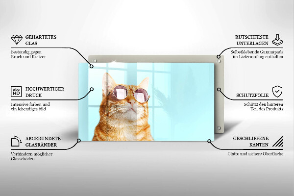 Cubre vitrocerámica Gato rojo con gafas