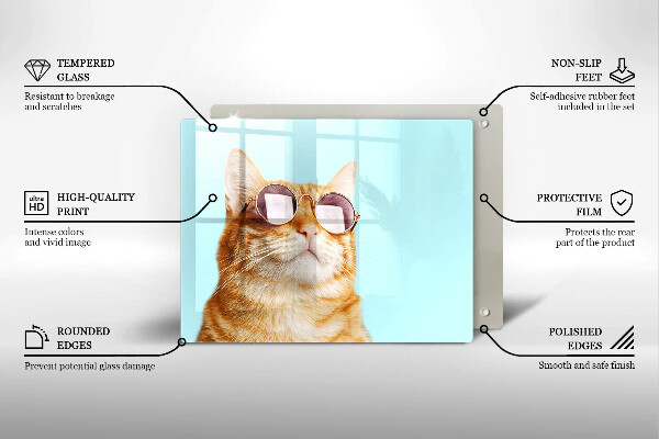 Cubre vitrocerámica Gato rojo con gafas