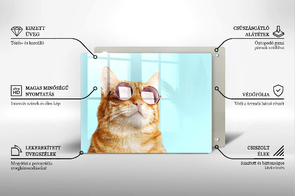 Cubre vitrocerámica Gato rojo con gafas