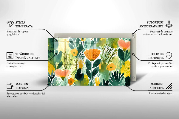 Cubre vitrocerámica flores pintadas