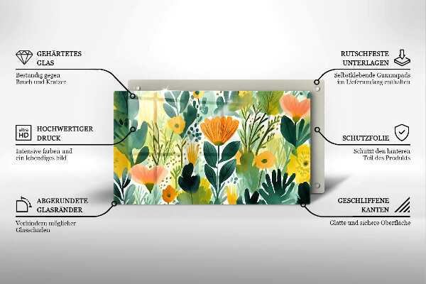 Cubre vitrocerámica flores pintadas