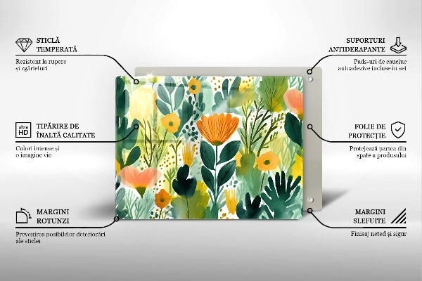 Cubre vitrocerámica flores pintadas