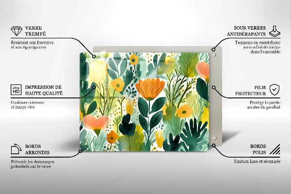 Cubre vitrocerámica flores pintadas