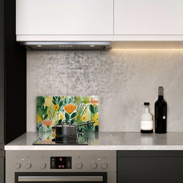 Cubre vitrocerámica flores pintadas