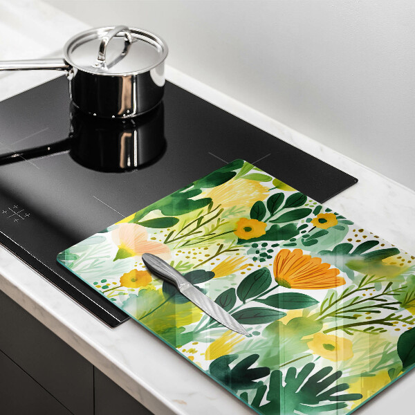 Cubre vitrocerámica flores pintadas