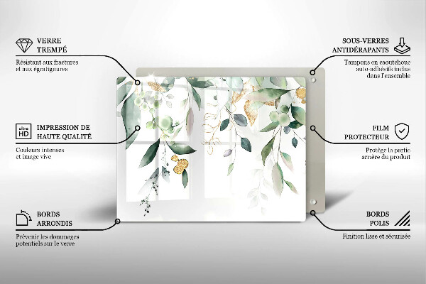 Cubre vitrocerámica Hojas de acuarela