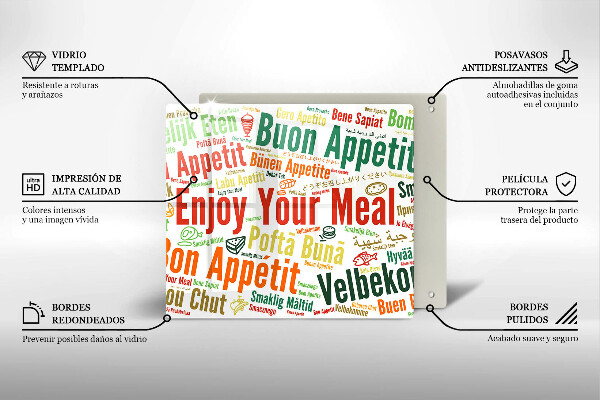 Protector encimera Subtítulos buen provecho idiomas