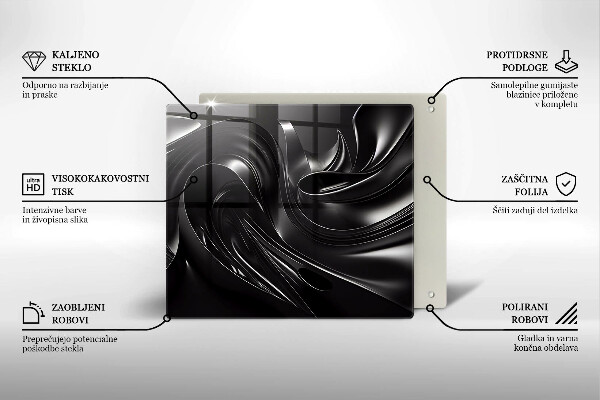 Protector encimera Masa negra abstracta