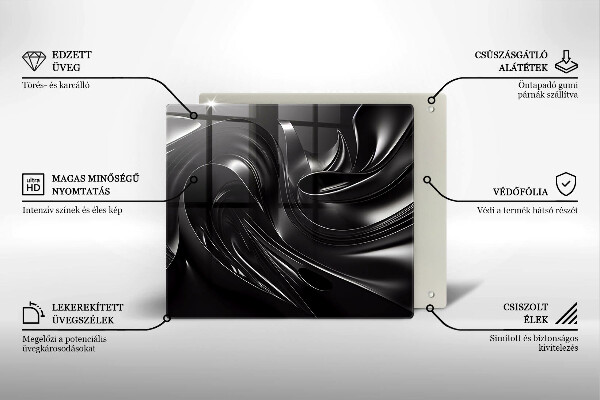 Protector encimera Masa negra abstracta