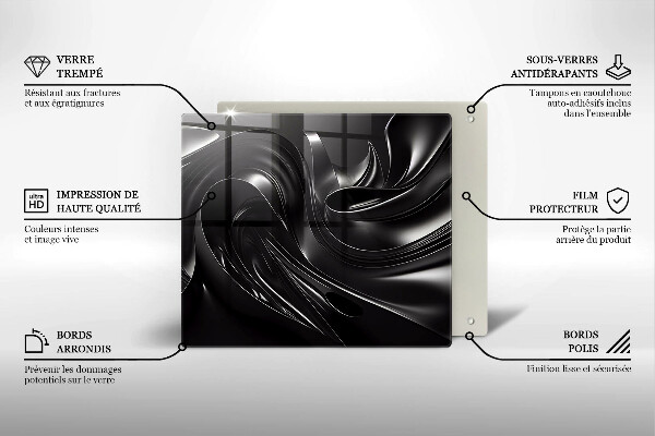 Protector encimera Masa negra abstracta