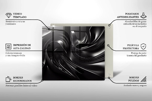 Protector encimera Masa negra abstracta