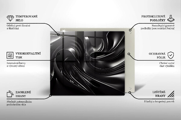 Protector encimera Masa negra abstracta