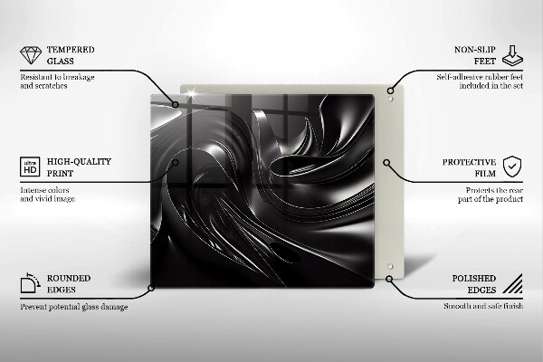 Protector encimera Masa negra abstracta