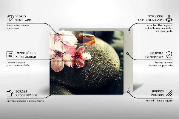 Protector encimera Flores piedras zen