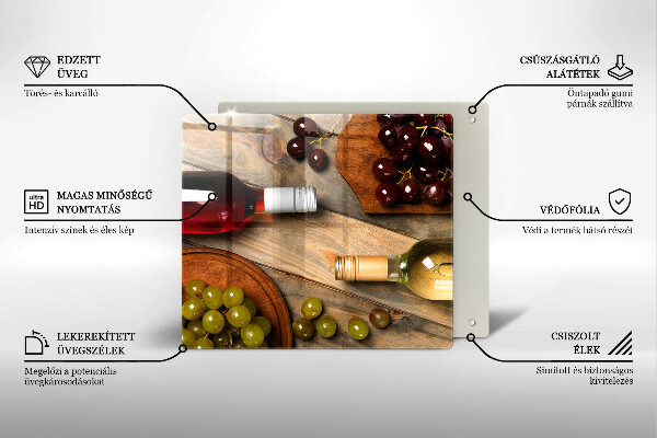 Protector encimera Botellas de vino y uvas