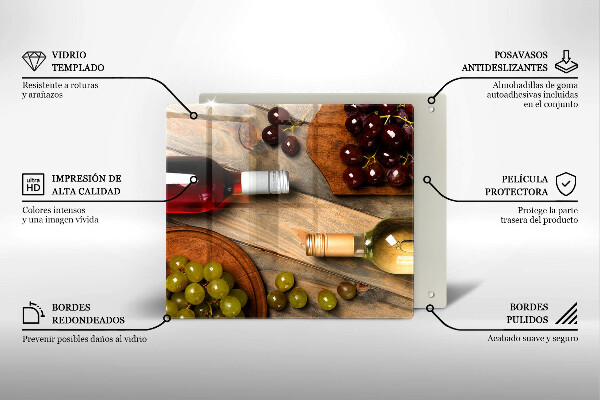 Protector encimera Botellas de vino y uvas