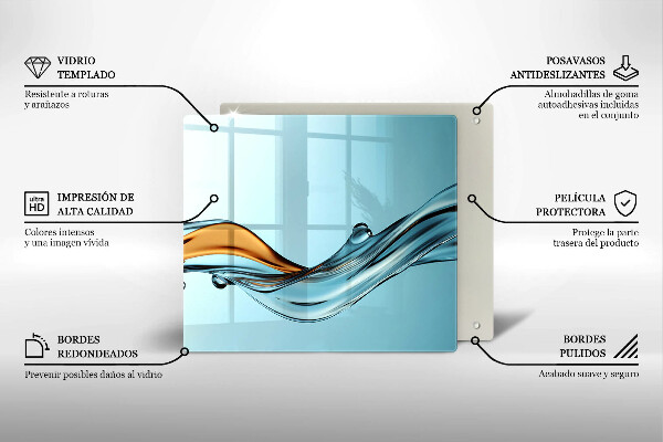 Protector encimera Agua sobre un fondo azul